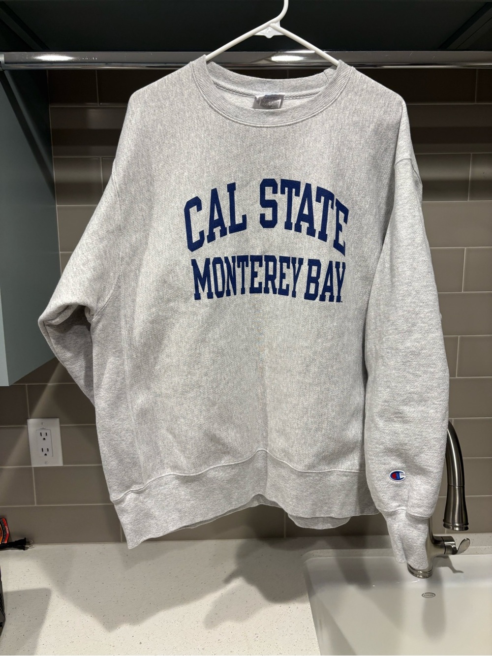 Cal State Monterey Bay Champion Reverse Weave Light Grey Crewneck Size XL